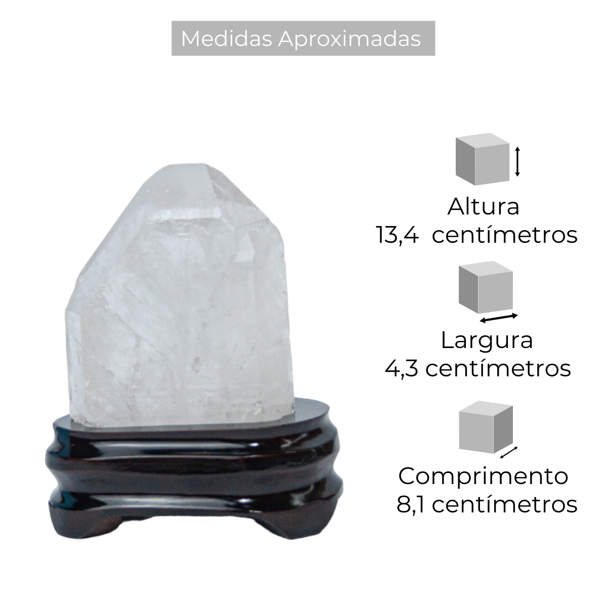 Ponta De Cristal De Alta Pureza Na Base Madeira 708 Gramas